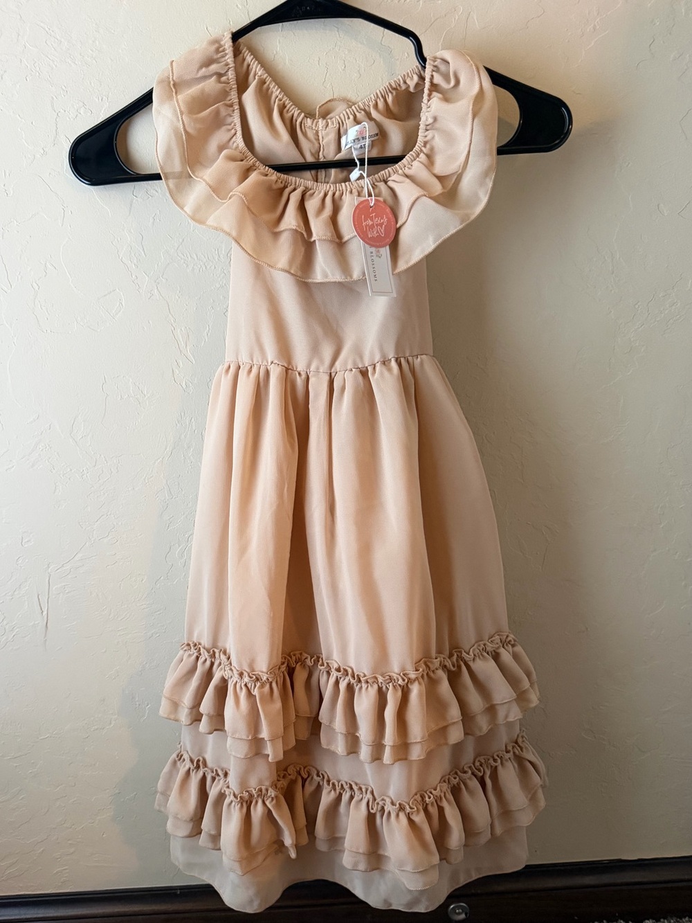 NWT Bailey's Blossoms Nellie Ruffle Maxi Dress in Champagne Size 4t